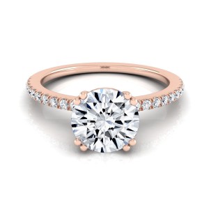 Rose Gold 5/8cw TDW White Diamond Classic Petite Split Prong Engagement Ring - Handcrafted By Name My Rings™