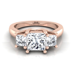 Rose Gold IGI-certified 1 1/2ct TDW Princess-cut 3-stone Engagement Ring - Handcrafted By Name My Rings™