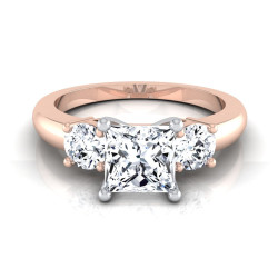 Rose Gold IGI-certified 1 1/4ct TDW Princess-cut Center 3-stone Engagement Ring - Handcrafted By Name My Rings™