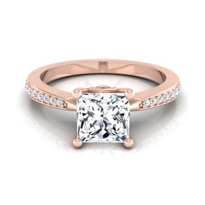 Rose Gold IGI-certified 1 1/8ct TDW Princess-cut Diamond Solitaire Engagement Ring - Handcrafted By Name My Rings™
