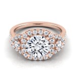 Rose Gold IGI-certified 1 2/3ct TDW Round 3-stone Engagement Ring with Diamond Pave Shank - Handcrafted By Name My Rings™