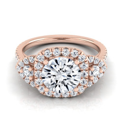 Rose Gold IGI-certified 1 2/3ct TDW Round 3-stone Engagement Ring with Diamond Pave Shank - Handcrafted By Name My Rings™