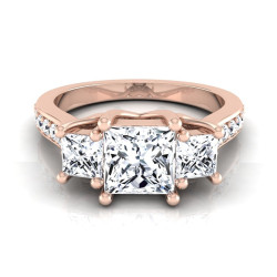 Rose Gold IGI-certified 1 3/4ct TDW Princess-cut 3-stone Engagement Ring - Handcrafted By Name My Rings™