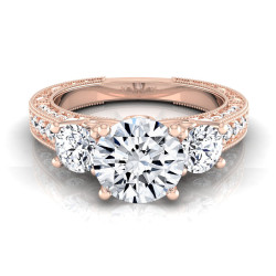Rose Gold IGI-certified 1 7/8ct TDW Round 3-Stone Engagement Ring - Handcrafted By Name My Rings™