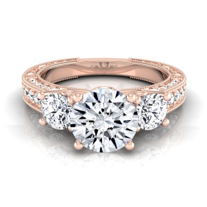 Rose Gold IGI-certified 1 7/8ct TDW Round 3-Stone Engagement Ring - Handcrafted By Name My Rings™