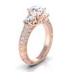 Rose Gold IGI-certified 1 7/8ct TDW Round 3-Stone Engagement Ring - Handcrafted By Name My Rings™