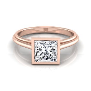Rose Gold IGI-certified 1ct TDW Princess-cut Diamond Bezel Solitaire Engagement Ring - Handcrafted By Name My Rings™