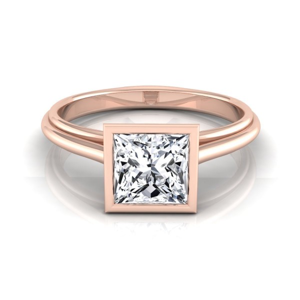 Rose Gold IGI-certified 1ct TDW Princess-cut Diamond Bezel Solitaire Engagement Ring - Handcrafted By Name My Rings™