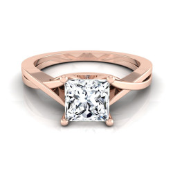 Rose Gold IGI-certified 1ct TDW Princess-cut Diamond Solitaire Cathedral Engagement Ring - Handcrafted By Name My Rings™