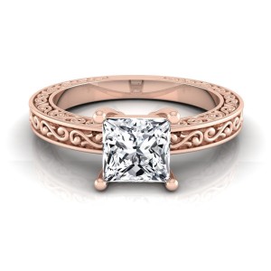 Rose Gold IGI-certified 1ct TDW Princess-cut Diamond Solitaire Engagement Ring - Handcrafted By Name My Rings™