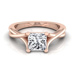 Rose Gold IGI-certified 1ct TDW Princess-cut Diamond Solitaire Trellis Basket Engagement Ring - Handcrafted By Name My Rings™