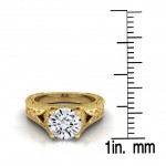 Rose Gold IGI-certified 1ct TDW Round Engraved Diamond Engagement Ring with Millgrain Finish - Handcrafted By Name My Rings™