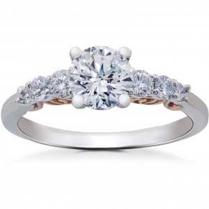 White & Rose Gold 1 1/4 ct TDW Diamond Lab Grown Eco Friendly Vintage Engagement Ring Ring - Handcrafted By Name My Rings™