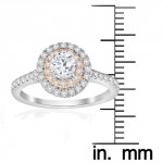 White & Rose Gold 7/8 ct TDW Diamond Double Halo Engagement Ring - Handcrafted By Name My Rings™