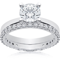 White 1 3/4 ct Lab Grown Eco Freindly Diamond Engagement Ring & Matching Eternity Band - Handcrafted By Name My Rings™