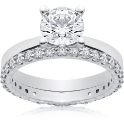 White 1 3/4 ct Lab Grown Eco Freindly Diamond Engagement Ring & Matching Eternity Band - Handcrafted By Name My Rings™