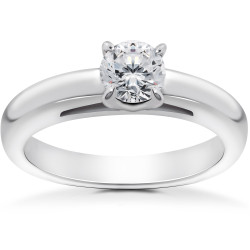 White 1/2ct Round Brilliant Cut Diamond Solitaire Engagement Ring - Handcrafted By Name My Rings™