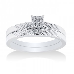 White Gold 0.25ct TDW Diamond Bridal Set - Handcrafted By Name My Rings™