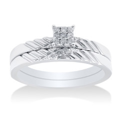 White Gold 0.25ct TDW Diamond Bridal Set - Handcrafted By Name My Rings™