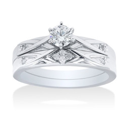 White Gold 0.35ct TDW Simple Modern Diamond Bridal Set - Handcrafted By Name My Rings™