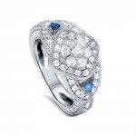 White Gold 0.79ct TDW Vintage-style Diamond Ring with Blue Diamond Accent - Handcrafted By Name My Rings™