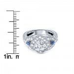 White Gold 0.79ct TDW Vintage-style Diamond Ring with Blue Diamond Accent - Handcrafted By Name My Rings™
