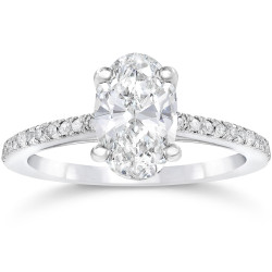 White Gold 1 1/10ct Oval Diamond Engagement Ring Solitaire Single Accent Row Setting - Handcrafted By Name My Rings™