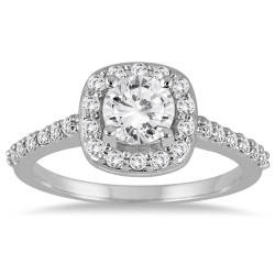 White Gold 1 1/10ct TDW Diamond Halo Engagement Ring - Handcrafted By Name My Rings™