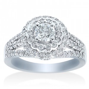 White Gold 1 1/10ct TDW Double Halo Diamond Engagement Ring - Handcrafted By Name My Rings™