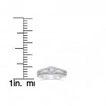 White Gold 1 1/10ct TDW Princess Cut Diamond Halo Engagement Wedding Ring Set - Handcrafted By Name My Rings™
