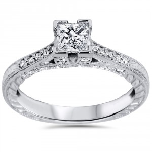 White Gold 1 1/10ct TDW Princess-cut Diamond Vintage Engagement Ring - Handcrafted By Name My Rings™