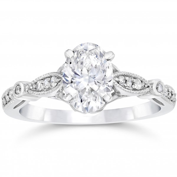 White Gold 1 1/10ct TDW Vintage Oval Diamond Engagement Ring - Handcrafted By Name My Rings™