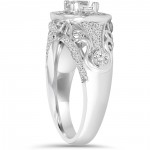 White Gold 1 1/2 ct TDW Vintage Diamond Round Engagement Wedding Ring - Handcrafted By Name My Rings™