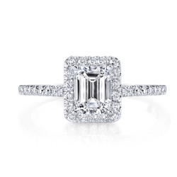 White Gold 1 1/2Ct TDW Halo Certified Emerald Cut Diamond Engagement Ring - Handcrafted By Name My Rings™