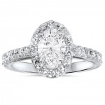 White Gold 1 1/2ct Oval Diamond Halo Engagement Ring - Handcrafted By Name My Rings™