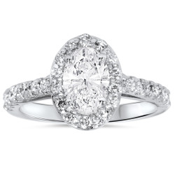 White Gold 1 1/2ct Oval Diamond Halo Engagement Ring - Handcrafted By Name My Rings™