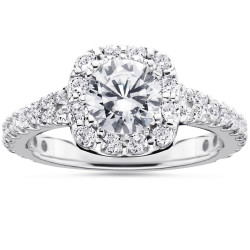 White Gold 1 1/2ct TDW Cushion Halo Diamond Engagement Ring - Handcrafted By Name My Rings™