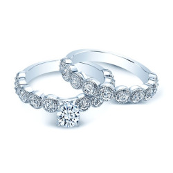 White Gold 1 1/2ct TDW Diamond Bridal Ring Set - Handcrafted By Name My Rings™