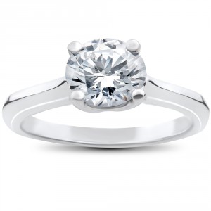 White Gold 1 1/2ct TDW Diamond Clarity Enhanced Solitaire Round Brilliant Cut Engagement Ring - Handcrafted By Name My Rings™
