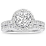 White Gold 1 1/2ct TDW Micro Pave Diamond Bridal Set - Handcrafted By Name My Rings™