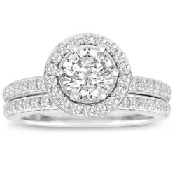 White Gold 1 1/2ct TDW Micro Pave Diamond Bridal Set - Handcrafted By Name My Rings™