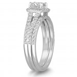 White Gold 1 1/2ct TDW Round Diamond Halo Bridal Set - Handcrafted By Name My Rings™