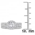 White Gold 1 1/2ct TDW Round Diamond Halo Bridal Set - Handcrafted By Name My Rings™