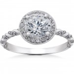 White Gold 1 1/3 ct Lab Grown Diamond Eco Friendly McKenna Halo Engagement Ring - Handcrafted By Name My Rings™
