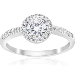 White Gold 1 1/3 ct TDW Diamond Clarity Enhanced Halo Engagement Ring - Handcrafted By Name My Rings™