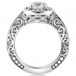 White Gold 1 1/3 cttw Diamond Clarity Enhanced Antique Halo Art Deco Engagement Ring - Handcrafted By Name My Rings™