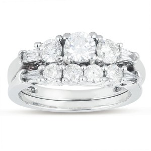 White Gold 1 1/3ct TDW Round Diamond Engagement Ring Set - Handcrafted By Name My Rings™