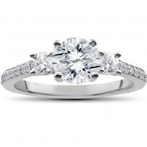 White Gold 1 1/4 ct Round Diamond 3-Stone Lab Grown Eco Friendly Engagement Ring - Handcrafted By Name My Rings™