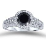 White Gold 1 1/4ct TDW Black and White Diamond Engagement Ring - Handcrafted By Name My Rings™