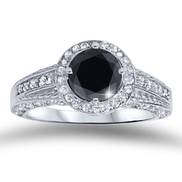White Gold 1 1/4ct TDW Black and White Diamond Engagement Ring - Handcrafted By Name My Rings™